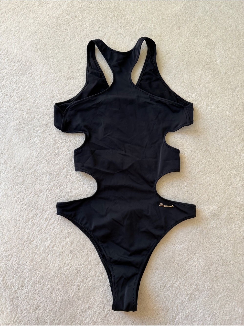 DSQUARED2 Black Cutout Racerback One-Piece Swimsuit